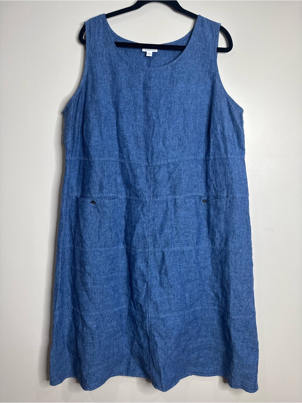 J. Jill PureJill Love 100% Linen Blue Coastal Sleeveless Relaxed Midi Dress XL